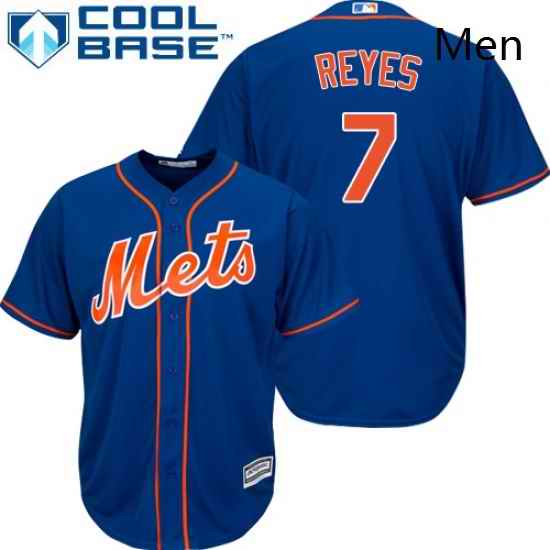 Mens Majestic New York Mets 7 Jose Reyes Replica Royal Blue Alternate Home Cool Base MLB Jersey